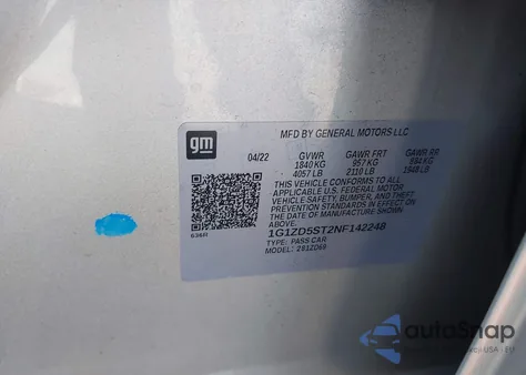 2022 Chevrolet Malibu Lt z USA, uszkodzony, nr VIN 1G1ZD5ST2NF142248